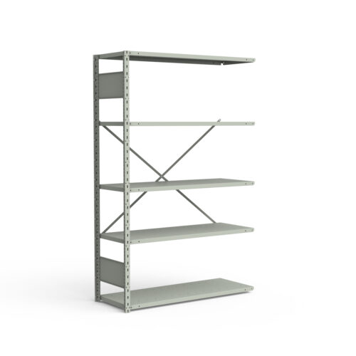 Étagère ouverte, 5 tablettes, poteaux perforés (42"L x 18"P x 75"H), unité d'ajout.