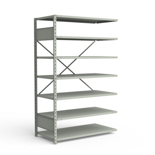 Étagère ouverte, 7 tablettes, poteaux perforés (42"L x 24"P x 75"H), unité d'ajout.