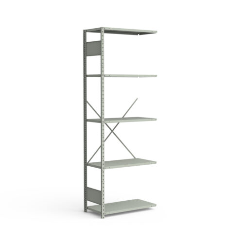 Étagère ouverte, 5 tablettes, poteaux perforés (36"L x 18"P x 99"H), unité d'ajout.