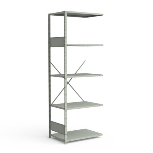 Étagère ouverte, 5 tablettes, poteaux perforés (36"L x 24"P x 99"H), unité d'ajout.