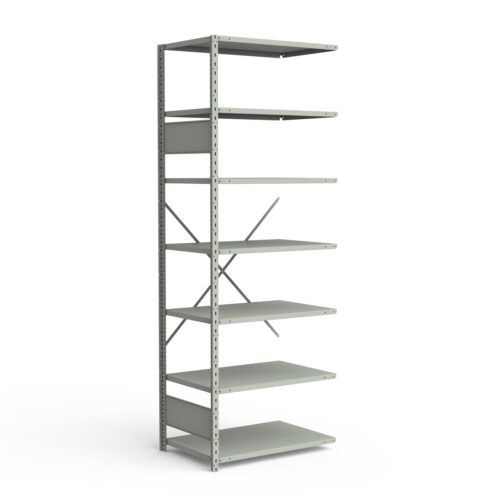 Étagère ouverte, 7 tablettes, poteaux perforés (36"L x 24"P x 99"H), unité d'ajout.