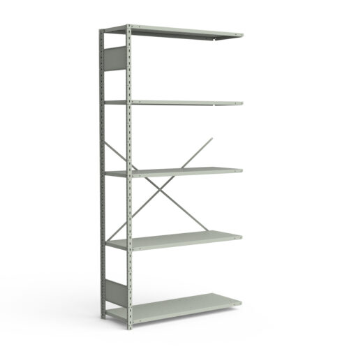 Étagère ouverte, 5 tablettes, poteaux perforés (48"L x 18"P x 99"H), unité d'ajout.