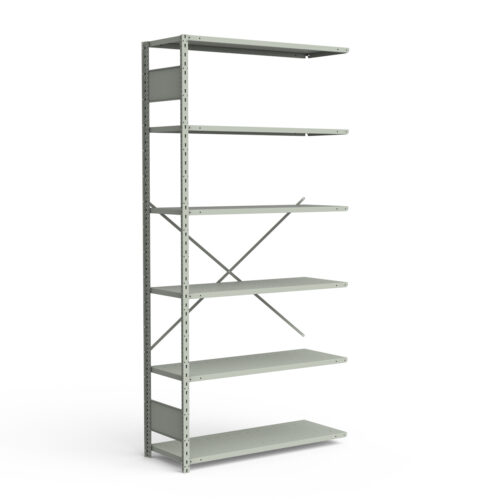 Étagère ouverte, 6 tablettes, poteaux perforés (48"L x 18"P x 99"H), unité d'ajout.
