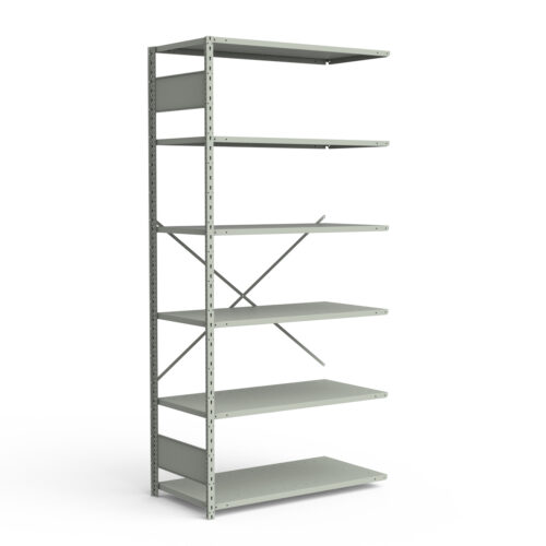 Étagère ouverte, 6 tablettes, poteaux perforés (48"L x 24"P x 99"H), unité d'ajout.