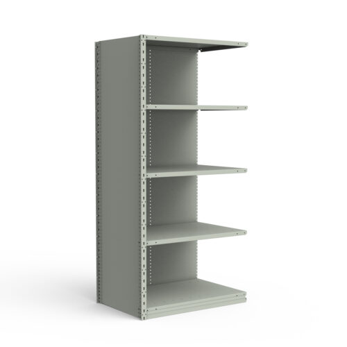Étagère fermée, 5 tablettes, poteaux perforés (36"L x 24"P x 75"H), unité d'ajout.