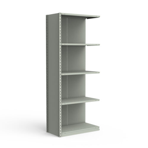 Étagère fermée, 5 tablettes, poteaux perforés (36"L x 12"P x 87"H), unité d'ajout.