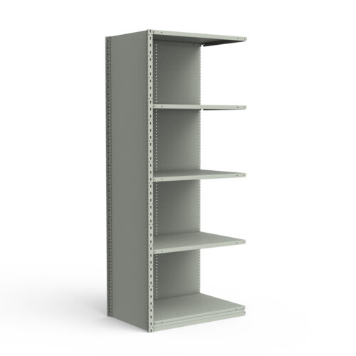 Étagère fermée, 5 tablettes, poteaux perforés (36"L x 24"P x 87"H), unité d'ajout.