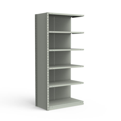Étagère fermée, 6 tablettes, poteaux perforés (36"L x 12"P x 75"H), unité d'ajout.