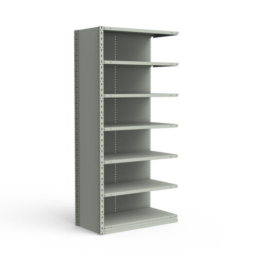 Étagère fermée, 7 tablettes, poteaux perforés (36"L x 18"P x 75"H), unité d'ajout.