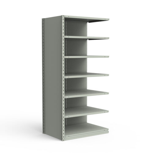 Étagère fermée, 7 tablettes, poteaux perforés (36"L x 24"P x 75"H), unité d'ajout.