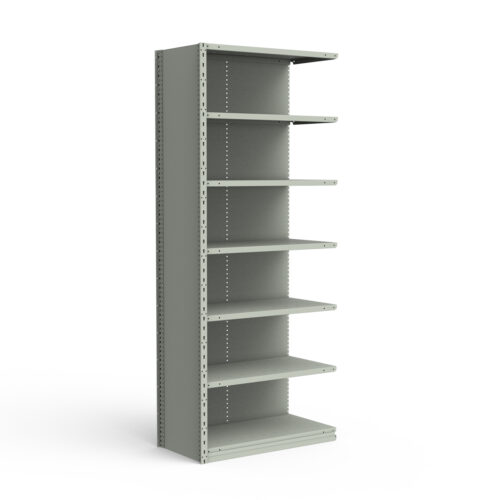 Étagère fermée, 7 tablettes, poteaux perforés (36"L x 12"P x 87"H), unité d'ajout.
