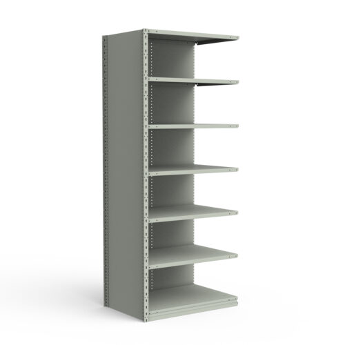 Étagère fermée, 7 tablettes, poteaux perforés (36"L x 24"P x 87"H), unité d'ajout.