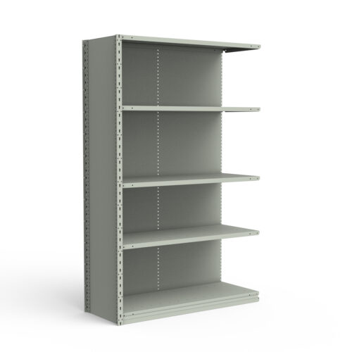 Étagère fermée, 5 tablettes, poteaux perforés (48"L x 18"P x 75"H), unité d'ajout.