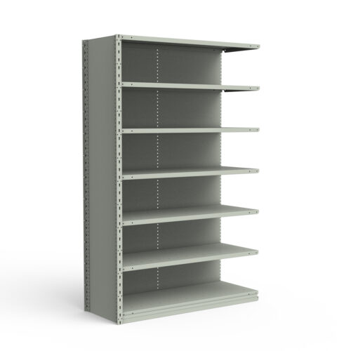 Étagère fermée, 7 tablettes, poteaux perforés (48"L x 12"P x 75"H), unité d'ajout.