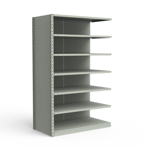 Étagère fermée, 7 tablettes, poteaux perforés (48"L x 24"P x 75"H), unité d'ajout.