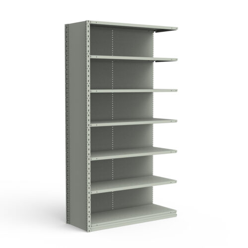 Étagère fermée, 7 tablettes, poteaux perforés (42"L x 12"P x 87"H), unité d'ajout.