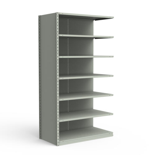 Étagère fermée, 7 tablettes, poteaux perforés (42"L x 24"P x 87"H), unité d'ajout.