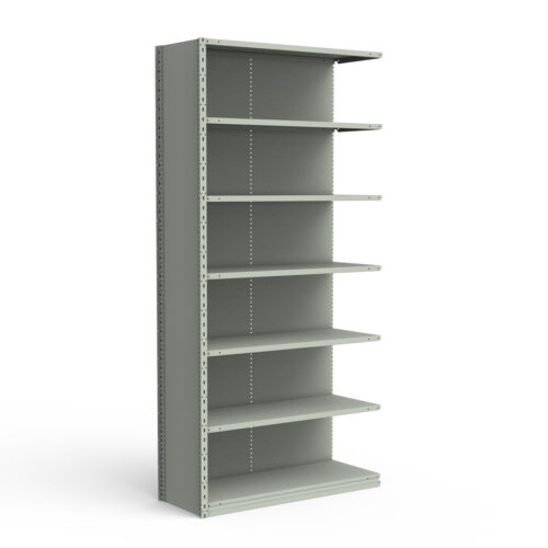 Étagère fermée, 7 tablettes, poteaux perforés (48"L x 12"P x 99"H), unité d'ajout.