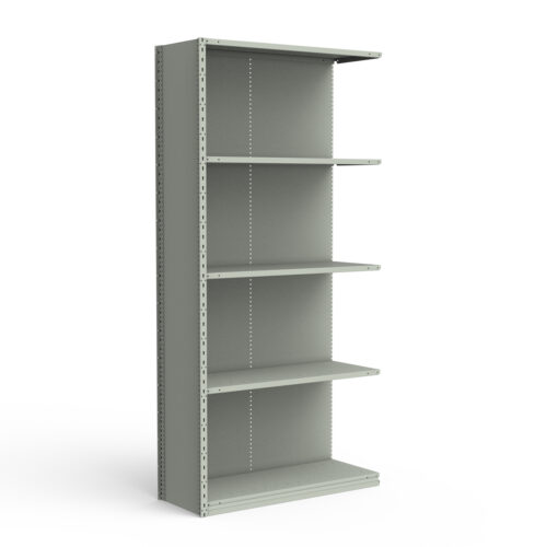 Étagère fermée, 5 tablettes, poteaux perforés (42"L x 18"P x 99"H), unité d'ajout.