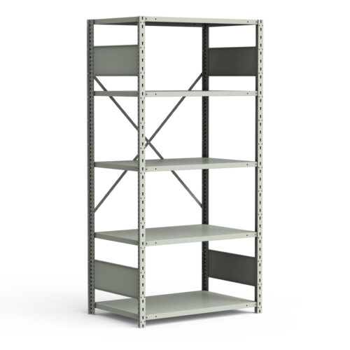 Étagère ouverte, 5 tablettes, poteaux perforés (36"L x 24"P x 75"H)