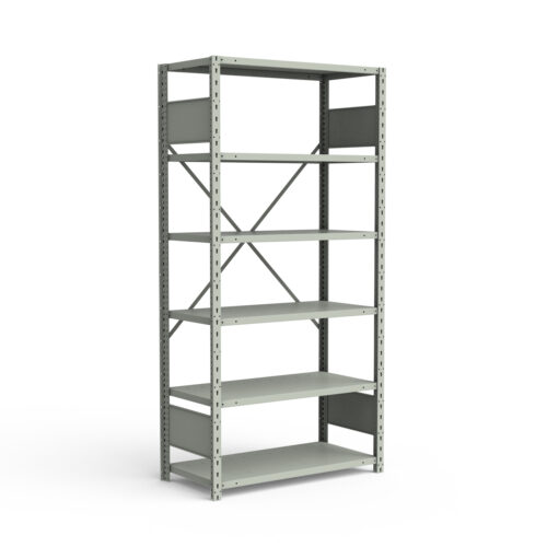 Étagère ouverte, 6 tablettes, poteaux perforés (36"L x 12"P x 75"H)