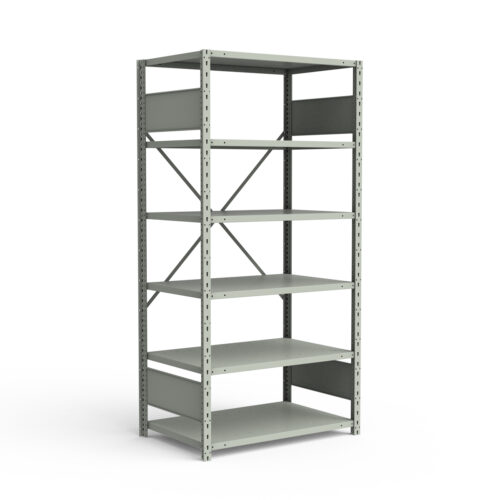 Étagère ouverte, 6 tablettes, poteaux perforés (36"L x 24"P x 75"H)