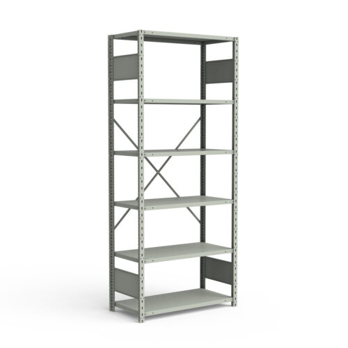 Étagère ouverte, 6 tablettes, poteaux perforés (36"L x 12"P x 87"H)
