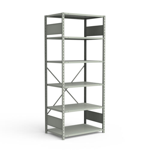 Étagère ouverte, 6 tablettes, poteaux perforés (36"L x 24"P x 87"H)