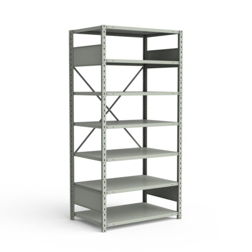 Étagère ouverte, 7 tablettes, poteaux perforés (36"L x 24"P x 75"H)