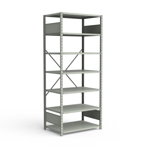 Étagère ouverte, 7 tablettes, poteaux perforés (36"L x 18"P x 87"H)