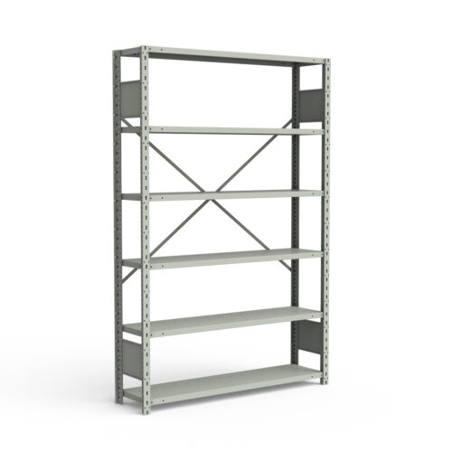 Étagère ouverte, 6 tablettes, poteaux perforés (48"L x 12"P x 75"H)