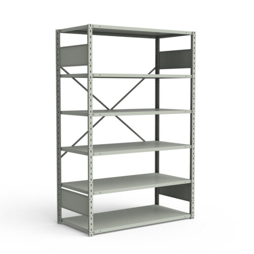 Étagère ouverte, 6 tablettes, poteaux perforés (48"L x 24"P x 75"H)