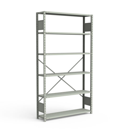 Étagère ouverte, 6 tablettes, poteaux perforés (48"L x 12"P x 87"H)