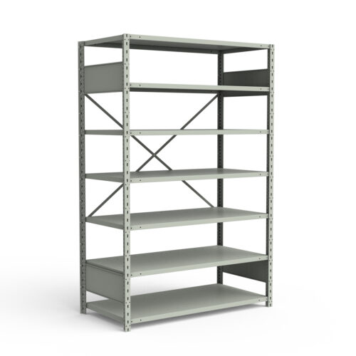 Étagère ouverte, 7 tablettes, poteaux perforés (48"L x 12"P x 75"H)