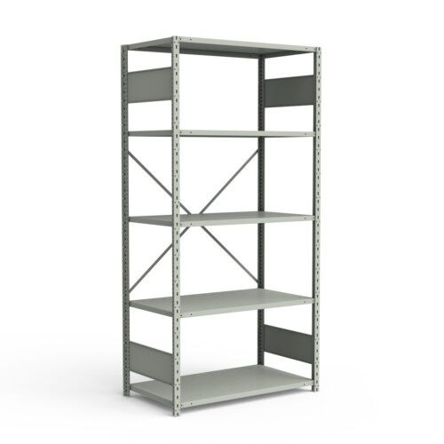 Étagère ouverte, 5 tablettes, poteaux perforés (42"L x 18"P x 87"H)