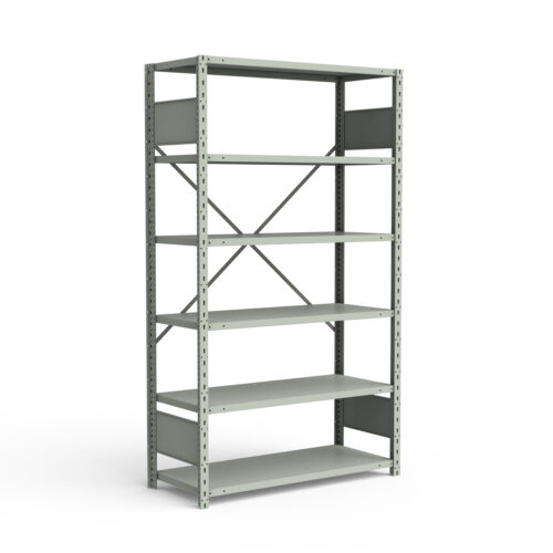 Étagère ouverte, 6 tablettes, poteaux perforés (42"L x 18"P x 75"H)