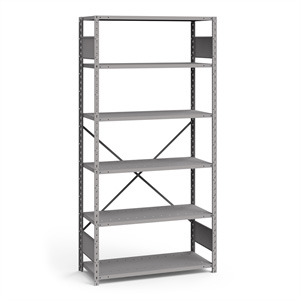 Étagère ouverte, 6 tablettes, poteaux perforés (42"L x 18"P x 87"H)