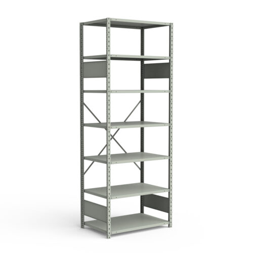 Étagère ouverte, 7 tablettes, poteaux perforés (36"L x 12"P x 99"H)