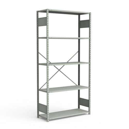 Étagère ouverte, 5 tablettes, poteaux perforés (48"L x 12"P x 99"H)
