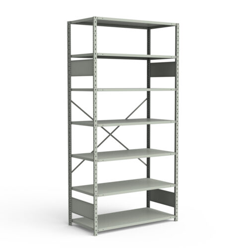 Étagère ouverte, 7 tablettes, poteaux perforés (48"L x 24"P x 99"H)