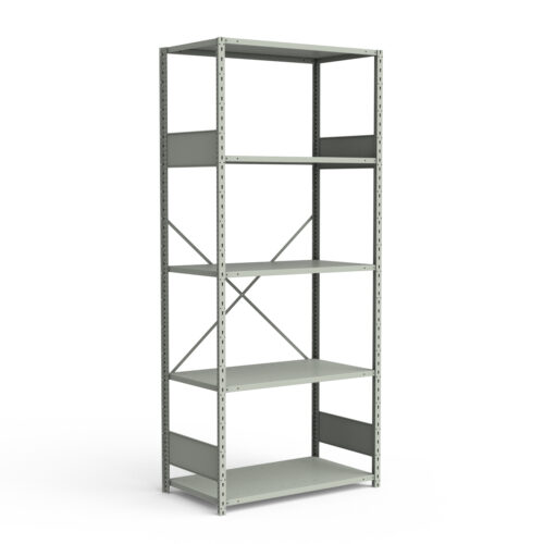 Étagère ouverte, 5 tablettes, poteaux perforés (42"L x 12"P x 99"H)