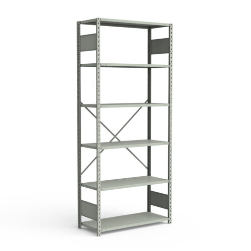 Étagère ouverte, 6 tablettes, poteaux perforés (42"L x 12"P x 99"H)