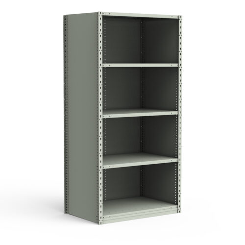Étagère fermée, 5 tablettes, poteaux perforés (36"L x 24"P x 75"H)