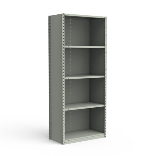 Étagère fermée, 5 tablettes, poteaux perforés (36"L x 12"P x 87"H)