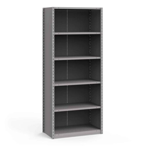 Étagère fermée, 6 tablettes, poteaux perforés (36"L x 18"P x 87"H)