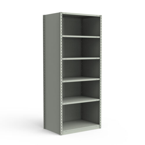 Étagère fermée, 6 tablettes, poteaux perforés (36"L x 24"P x 87"H)