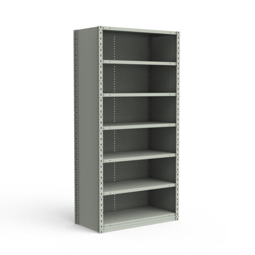 Étagère fermée, 7 tablettes, poteaux perforés (36"L x 18"P x 75"H)