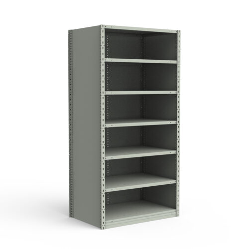 Étagère fermée, 7 tablettes, poteaux perforés (36"L x 24"P x 75"H)
