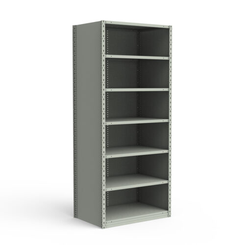 Étagère fermée, 7 tablettes, poteaux perforés (36"L x 24"P x 87"H)
