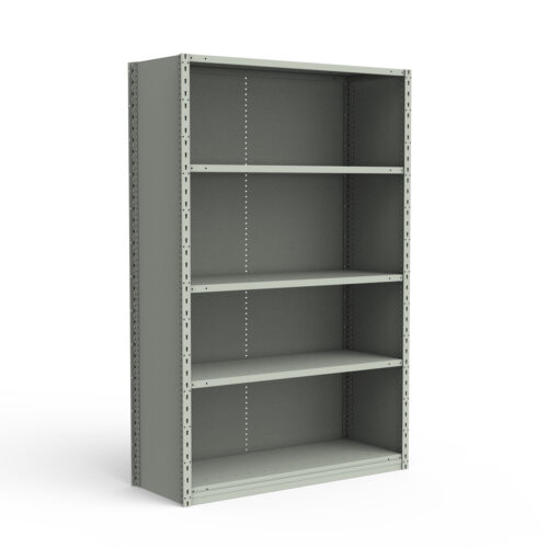 Étagère fermée, 5 tablettes, poteaux perforés (48"L x 18"P x 75"H)